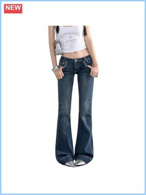 Low Rise Flare Jeans Bootcut Baggy Stretch Denim Pants
